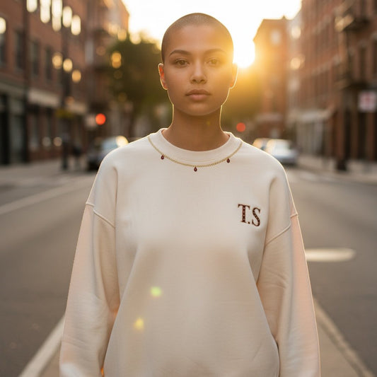 Cream Initial Round My Neck / Life of a Showgirl Sweatshirt